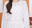 Teenie Weenie小熊女裝襯衫2025夏季新款甜美優(yōu)雅鏤空提花圓領(lǐng)上衣 白色 L 曬單實(shí)拍圖