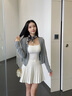 瑪麗亞·古琦（MARJA KURKI）高檔送媽媽生日禮物桑蠶絲百搭方巾女真絲絲巾禮盒裝剪影 黑 曬單實(shí)拍圖