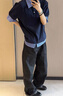 卡圖弛學院風假兩件Polo領(lǐng)短袖t恤男女夏季寬松潮流重磅半袖衣服體恤衫 藏青色 XL 曬單實拍圖