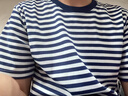 ?；晟滥邢募倔w能服短袖t恤訓練服圓領(lǐng)速干透氣藍白條短袖運動(dòng)T恤 ?；晟绬紊弦?L 175/92-96 曬單實(shí)拍圖