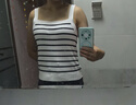 茵曼條紋方領(lǐng)針織吊帶小背心2025夏季女裝新款短款修身上衣 白黑條 L 曬單實(shí)拍圖