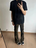 卡圖弛美式高街設(shè)計(jì)感迷彩褲子男夏季潮流復(fù)古直筒hiphop微喇工裝牛仔褲 迷彩 XL 曬單實(shí)拍圖