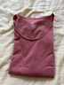 無印良品（MUJI） 女式 棉厚款 U領(lǐng) 八分袖T恤 FCD76C3A 粉紅色 XL 165/92A 曬單實(shí)拍圖