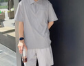 名創(chuàng)優(yōu)品（MINISO）男士t恤高端休閑商務(wù)polo衫夏季易打理速干防曬半截袖 淺灰 XL 曬單實拍圖