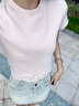 Calvin KleinJeans25春夏女士簡(jiǎn)約刺繡時(shí)尚少女感ck辣妹正肩羅紋短款短袖T恤 LN4-牡丹粉 XXS 曬單實(shí)拍圖