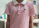 笛莎童裝可愛(ài)莓莓女孩2025年夏裝新款?lèi)?ài)心草莓繡花POLO娃娃領(lǐng)短袖T恤 粉條紋 150 曬單實(shí)拍圖