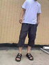 JEEP SPIRIT吉普夏季薄款七分褲男全棉工裝褲松緊腰寬松運動短褲大碼休閑胖子 07黑色 XL 150~170斤 曬單實拍圖