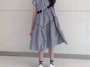 G.DUCKKIDS小黃鴨女童裙子夏天女大童裝夏季公主裙胖小女孩兒童夏裝連衣裙 黑白格  140 cm 曬單實(shí)拍圖
