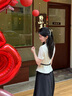 法莎羅兒（FASLOV）黑色拼色高端小香風(fēng)連衣裙夏季新款假兩件短袖套裝裙珠寶店工作服 黑白拼色(短袖連衣裙) L 曬單實拍圖