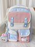 學(xué)生書(shū)包女2025新款大容量減負雙肩包高顏值學(xué)院風(fēng)小學(xué)初高中背包 藍色帶粉耳狗頭 彩臉球掛件 曬單實(shí)拍圖
