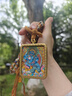 青藏源西藏純手繪扎基拉姆黃黑財(cái)神大黑天文殊菩薩藥師佛小唐卡佛牌吊墜 黑財(cái)神4*5cm6 曬單實(shí)拍圖