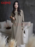 古今（GUJIN）春秋新品純棉睡裙女長(cháng)家居服裙子休閑寬松大碼可外穿睡衣帶胸墊XL 曬單實(shí)拍圖