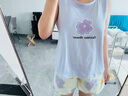 睡衣女夏季無(wú)袖吊帶背心可外穿短褲可愛(ài)卡通加大碼家居服兩件套 9860背心短褲帶胸墊 L 100-120/斤 曬單實(shí)拍圖