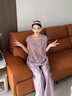 族瑪士高級感好看純棉睡衣女2026新款夏季刺繡無(wú)袖長(cháng)褲可外穿家居服套裝 S85256#純棉套裝-雕花紫 M 【建議80-120斤穿】尺碼偏大 曬單實(shí)拍圖