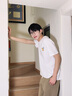 名創(chuàng)優(yōu)品（MINISO）短袖t恤男夏季卡通柯基白色圓領(lǐng)純棉重磅體恤高中生精梳棉半截袖 白色(mt哐哐喝水胸標(biāo)) L /175(體重120-140斤) 曬單實拍圖
