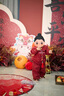 G.DUCKKIDS小黃鴨周歲禮服男寶寶抓周衣服女漢服百日宴百天滿月嬰兒套裝夏季 紅色+香囊 90 建議1~2歲【 80-90cm】cm 曬單實拍圖