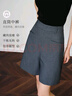 Olrain歐芮兒灰色百搭通勤西裝中褲女裝夏季2025新款直筒五分褲短褲 灰色 L 曬單實(shí)拍圖