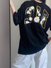 妙奕嘉短袖t恤男復(fù)古美式衣服男裝2025夏季半袖純棉印花上衣黑色高級感 RIC字母印花短袖【黑色】 XL （建議110-130斤） 曬單實(shí)拍圖