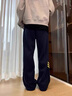 OEMG  三條杠休閑褲子男士2025秋季新款美式潮牌重磅運(yùn)動(dòng)衛(wèi)褲寬松直筒 藏青色 XL [建議110-130斤] 曬單實(shí)拍圖