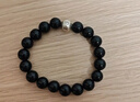 普陀山黑曜石手串足銀飾六字箴言五行補(bǔ)水男士手串轉(zhuǎn)運(yùn)珠護(hù)身七夕禮物 曬單實(shí)拍圖
