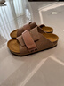 AU&MU春夏季軟木厚底勃肯鞋增高外穿女鞋復古牛皮涼拖鞋男大碼防滑軟底 沙色【真皮】【軟木升級款】 2061 35 曬單實(shí)拍圖