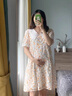 DOMIAMIAKIDS孕婦裙夏季連衣裙子小清新大碼寬松孕婦裝碎花外出孕媽媽夏裝 黃花碎花連衣裙 XL（建議體重135-150斤） 曬單實拍圖