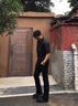 主意范（ZHUYIFAN）彈力柳葉彎刀冰絲牛仔褲男胖子大碼腿粗屁股大顯瘦純色微喇褲子男 黑色（升級(jí)款）高品質(zhì) XL 125-140斤 曬單實(shí)拍圖