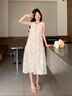 SNYDER WEAR中長(zhǎng)款無袖連衣裙子女夏季2025新款清新初戀感提花小白長(zhǎng)裙子女 圖片色 S 80-95斤 曬單實(shí)拍圖