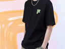 FILA FUSION斐樂潮牌情侶款短袖衫時尚寬松短袖T恤男女 正黑色-BK M 曬單實(shí)拍圖