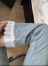 GIOIO復(fù)古珍珠蕾絲微喇牛仔褲女2025春季流行小個(gè)子八分九分修身喇叭褲 白色-九分 XS 曬單實(shí)拍圖