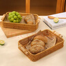 美杜零食擺放盤(pán)家用水果盤(pán)下午茶點(diǎn)心盤(pán)仿藤編托盤(pán)饅頭筐面包籃干果盤(pán) 長(cháng)方木棍抽耳盆大號 曬單實(shí)拍圖