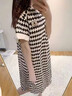 頤眠睡裙女士純棉帶胸墊睡衣夏季短袖中長(cháng)裙家居服夏款條紋休閑可外穿 曬單實(shí)拍圖