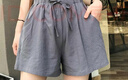 浪莎棉麻短褲女夏季a字外穿大碼運動(dòng)三分褲百搭高腰寬松休閑闊腿熱褲 曬單實(shí)拍圖