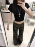 趣米樂美式復(fù)古迷彩直筒牛仔褲女夏季新款低腰不貼腿小個子窄版微喇長褲 迷彩色 L 【建議120-135斤】 曬單實拍圖