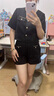 歌芭杉（GEBASHAN）品牌女裝小香風(fēng)套裝女2025夏季名媛小個子高腰顯瘦上衣短褲兩件套 黑色 L 曬單實拍圖