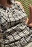 茵曼法式無袖系帶黑白格子襯衣2025夏季女裝新款休閑寬松氣質(zhì)上衣 白底黑格 S 曬單實拍圖