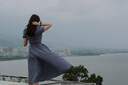 茵曼（INMAN）章若楠同款法式方領(lǐng)格紋連衣裙2025夏季新品女裝泡泡袖裙子 藏青 M 曬單實(shí)拍圖
