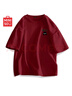 名創(chuàng)優(yōu)品（MINISO）短袖男純棉休閑寬松夏季圓領(lǐng)百搭青少年潮流半袖t恤 酒紅 L 曬單實拍圖