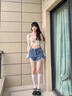 栢啟歆破洞牛仔短褲女淺藍(lán)清新夏季新款多巴胺穿搭高腰顯瘦辣妹熱褲百搭 淺藍(lán)破洞牛仔短褲 L （106-116斤） 曬單實(shí)拍圖