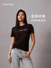 Calvin Klein Jeans夏季女士通勤經(jīng)典ck字母印花舒適微彈圓領(lǐng)短袖T恤J213892 BEH-太空黑 S 曬單實拍圖