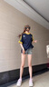 OEMG 美式三條杠球服短袖t恤男士夏季字母印花潮流牌痞帥重磅高級感衫 藏青色 XL [建議110-130斤] 曬單實拍圖