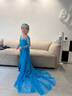 G.DUCKKIDS女童愛(ài)莎公主裙冰雪奇緣裙子2022新款兒童禮服拖尾裙小女孩艾莎女 藍色裙子 純棉內襯 110 【建議身高105cm左右】cm 曬單實(shí)拍圖