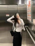 燦圖黑色潮流闊腿休閑褲女夏季高腰顯瘦直筒拼接小個子寬松拖地運(yùn)動褲 黑色 M 【建議90-110斤】 曬單實(shí)拍圖