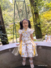 笛莎（DEESHA）童裝女童蘇博聯(lián)名連衣裙2024夏季新款兒童清新國風(fēng)印花棉布旗袍裙 黃印花 150 曬單實(shí)拍圖