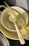 柏登居奶fufu陶瓷釉下彩雙耳碗一人食家用餐具套裝帶勺筷宿舍泡面沙拉碗 奶油黃雙耳湯碗+飯碗+勺筷 4件套 奶fufu釉下彩陶瓷 曬單實拍圖