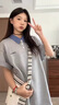 辰衣純美式復(fù)古撞色格子拼接polo領(lǐng)短袖t恤女夏季韓系寬松顯瘦半袖上衣 灰色（純棉優(yōu)質(zhì)版） L 曬單實(shí)拍圖