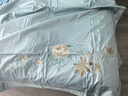 富安娜 純棉四件套 120s長(zhǎng)絨棉貢緞A類單雙人全棉套件 230*229cm 藍(lán)色 曬單實(shí)拍圖