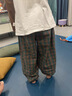 G.DUCKKIDS小黃鴨男童夏季褲子2025新款夏裝兒童純棉寬松薄款長(zhǎng)褲大童防蚊褲 格子-純棉夏涼薄款透氣 160 (建議145-155cm 9-10周歲） 曬單實(shí)拍圖