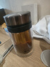 萬象（WANXIANG）玻璃杯V219時尚便攜深胡桃色泡茶杯雙層手柄杯商務辦公帶濾網(wǎng)水杯 曬單實拍圖