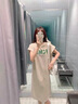 妤遇（YUUZYUUS）品牌女裝短袖連衣裙女2025夏季新款韓版寬松顯瘦休閑圓領(lǐng)字母印花 米白色 M 曬單實(shí)拍圖